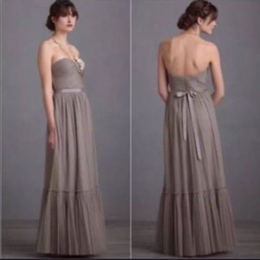 BHLDN Grey Niceties Dress Tiered Tulle Sweetheart Cut Princess Bridgeton Event